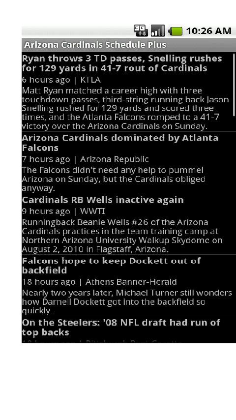 Cardinals NFL Schedule Plus Android Sports