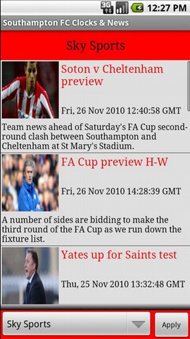 Southampton FC Clocks & News Android Sports