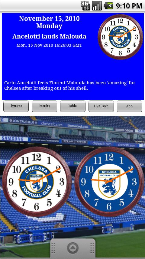 Chelsea FC Clocks & News Android Sports