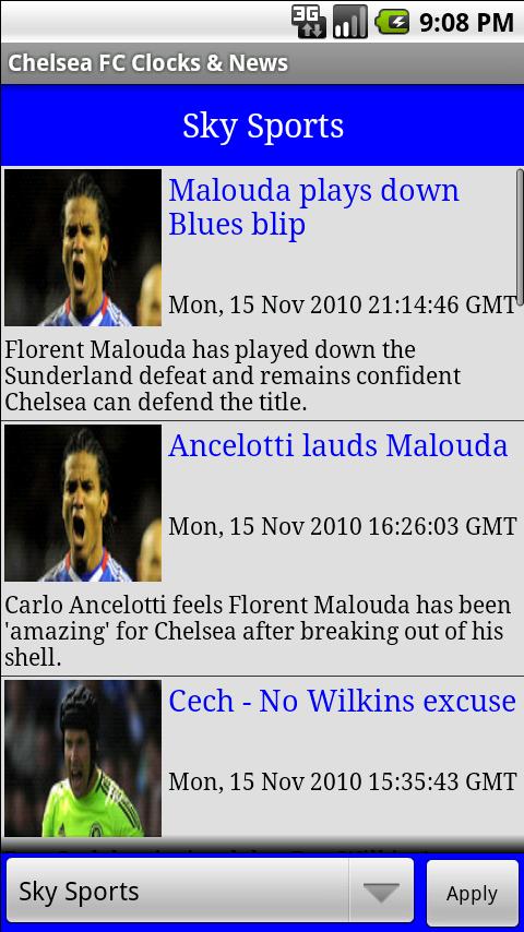 Chelsea FC Clocks & News Android Sports