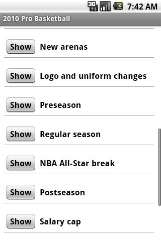 2010 Pro Basketball Android Sports
