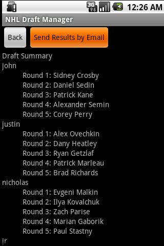 NHL Draft Manager Android Sports