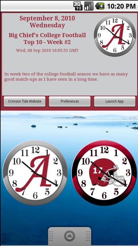 Crimson Tide Ftbl Clocks & New Android Sports