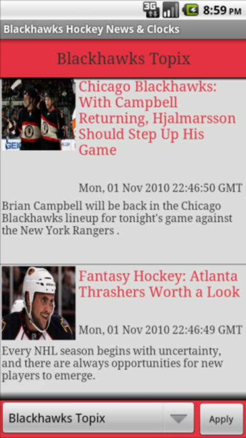 Blackhawks Hockey News Clocks Android Sports