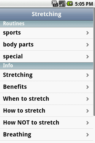 Stretching routines Android Sports