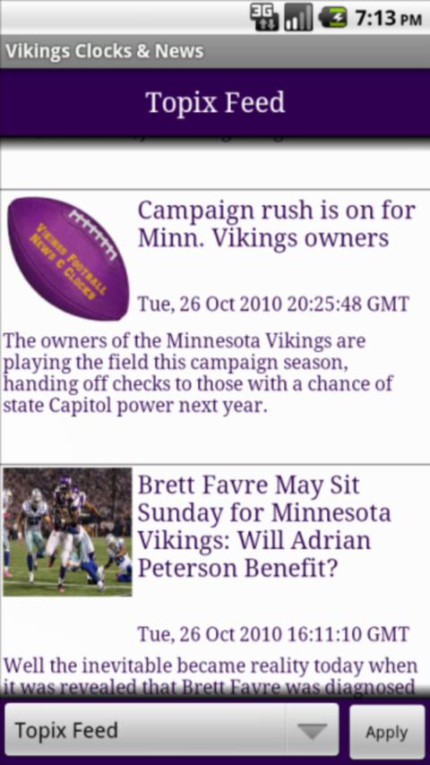 Vikings Football News & Clocks Android Sports