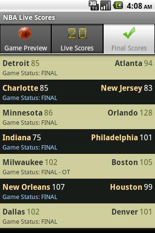NBA Basketball Live Scores Android Sports