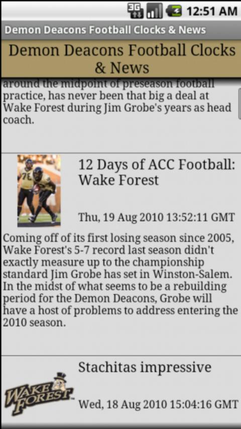 WF Demon Deacons Clocks & News Android Sports