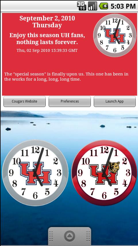 Houston Cougars Clock & News Android Sports