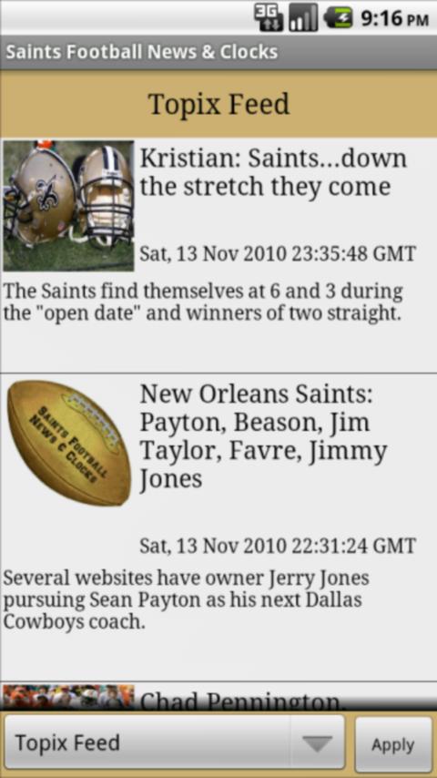 Saints Football News & Clocks Android Sports