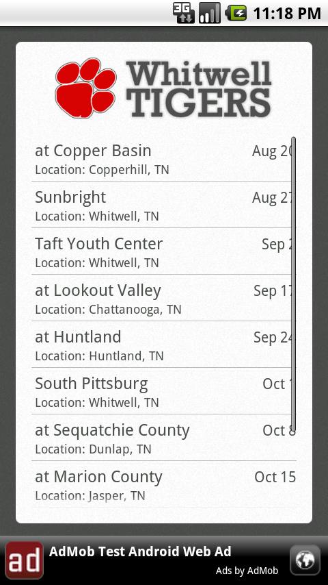 Whitwell Tigers Schedule Android Sports