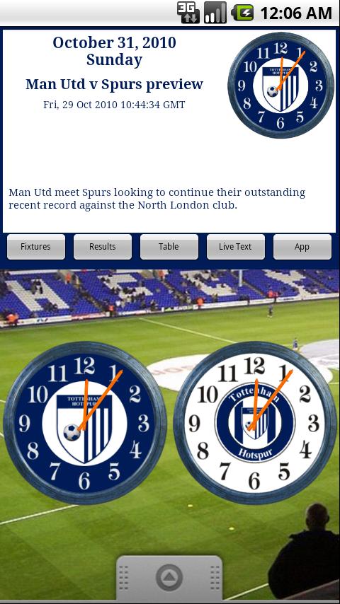 Tottenham Hotspur Clock & News Android Sports