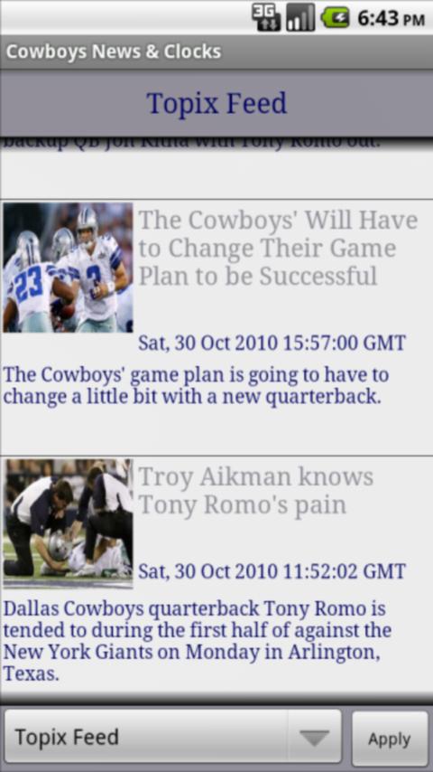 Cowboys Football News & Clocks Android Sports
