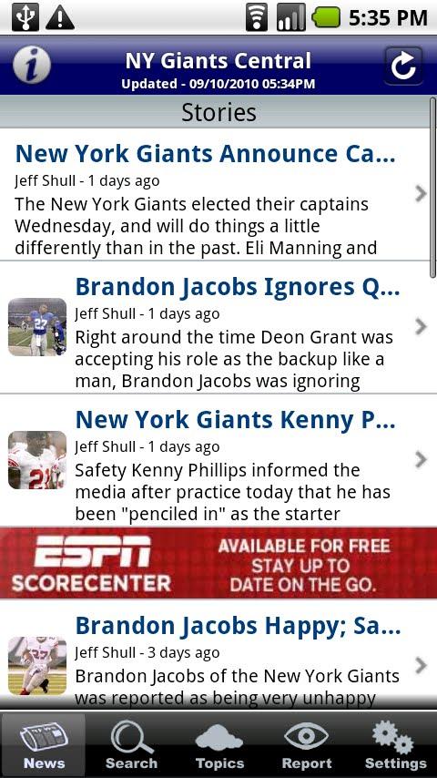 NY Giants Central Android Sports