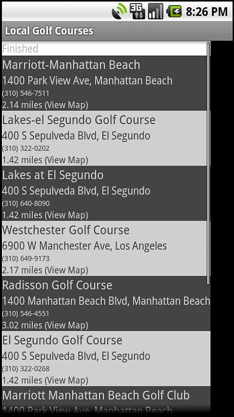 Local Golf Courses Android Sports