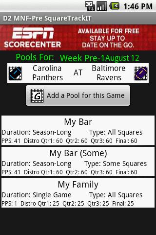 NFL MNF Demo SquareTrackIT Android Sports