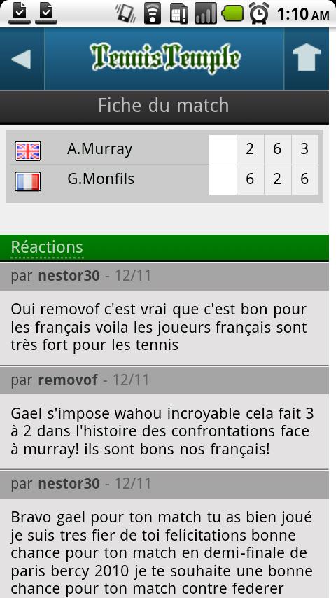 Tennis Temple Livescores Android Sports