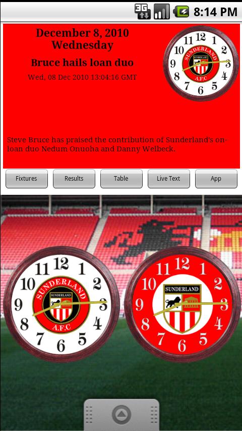 Sunderland FC Clock & News