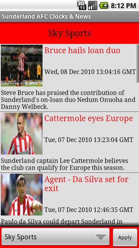 Sunderland FC Clock & News Android Sports