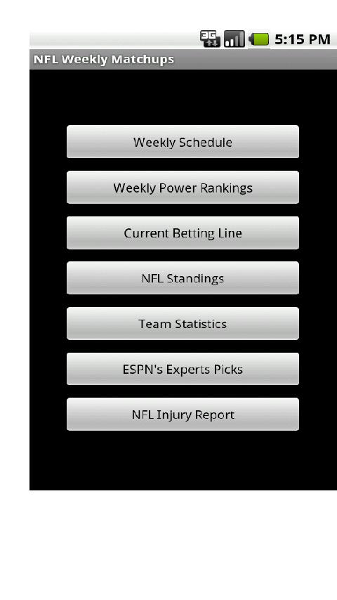 NFL Weekly Matchups Android Sports
