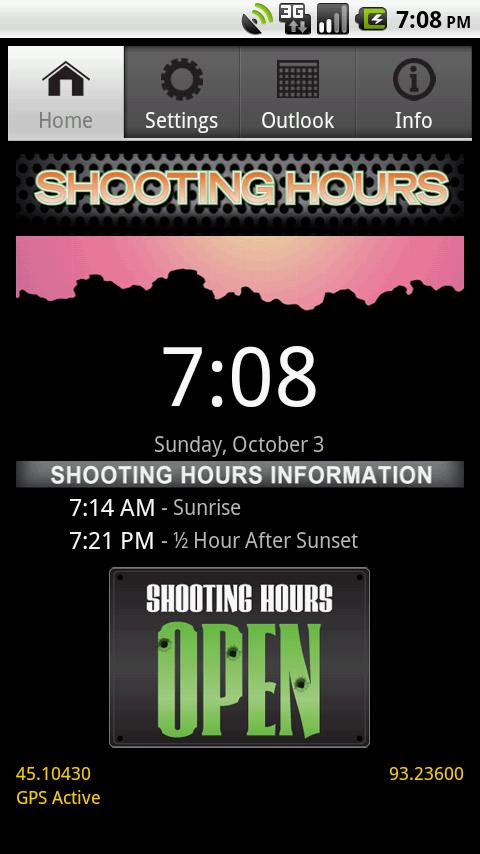 Shooting Hours Sunrise Sunset Android Sports