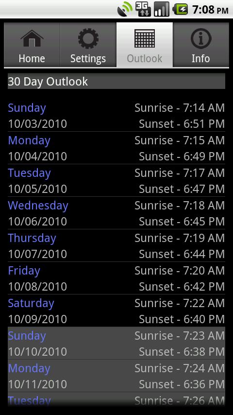 Shooting Hours Sunrise Sunset Android Sports