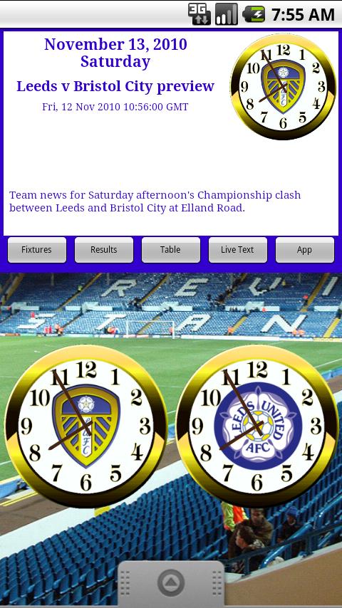 Leeds Utd  AFC Clocks & News Android Sports