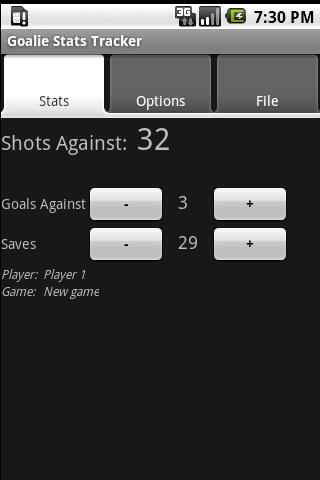 Goalie Stats Tracker Android Sports
