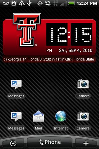 Texas Tech Clock Widget XL Android Sports