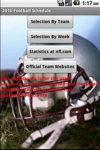 2010 Football Schedules Android Sports