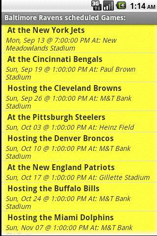 2010 Football Schedules Android Sports