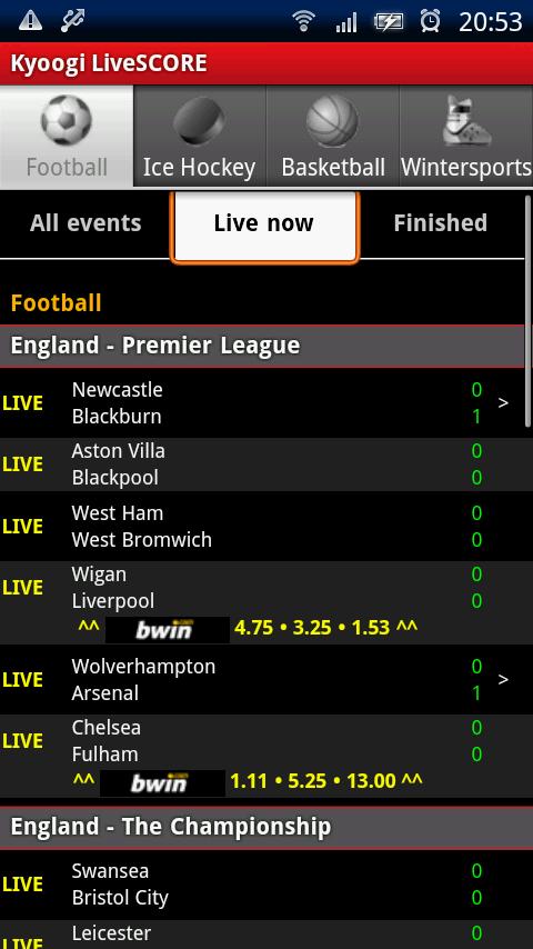 Kyoogi LiveSCORE Android Sports