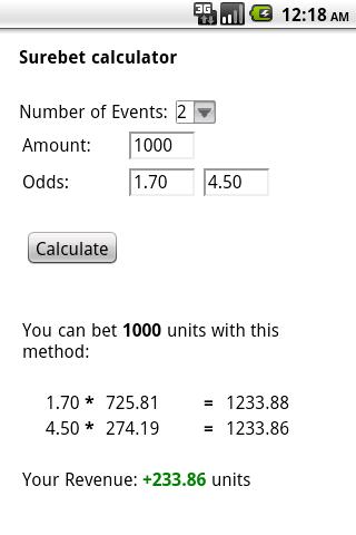 Surebet: Odds Bet Calculator Android Sports