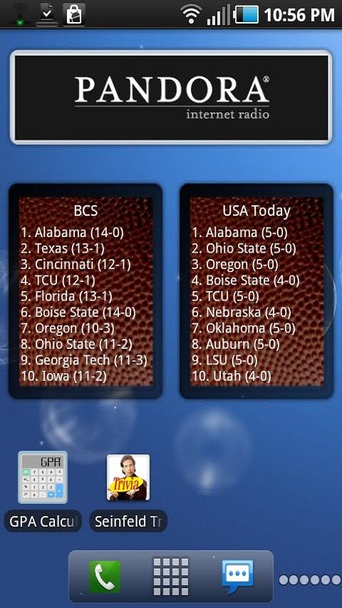 College Football BCS Poll Android Sports