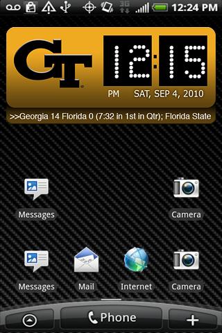 Georgia Tech Clock Widget XL Android Sports
