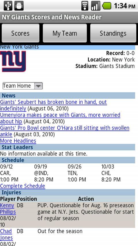 NY Giants Scores and News Read Android Sports