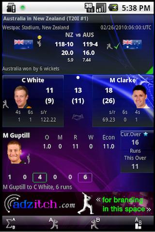 cricket live score LITE Android Sports