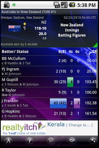 cricket live score LITE Android Sports