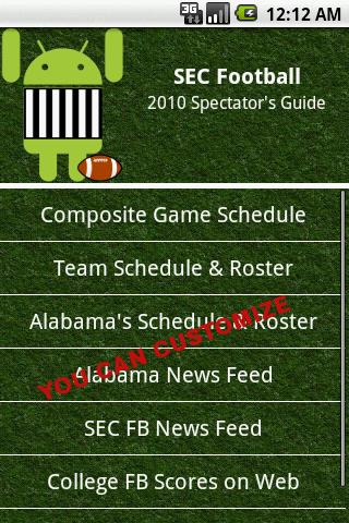 SEC Football Guide 2010 Android Sports