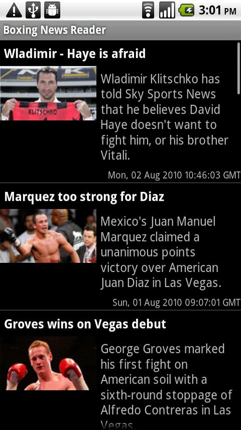 Boxing News Reader Android Sports