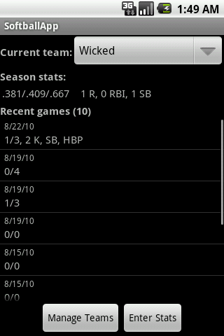 SoftballApp Android Sports