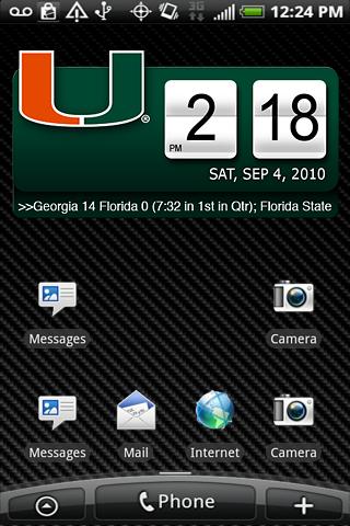 Miami Canes Clock Widget XL Android Sports