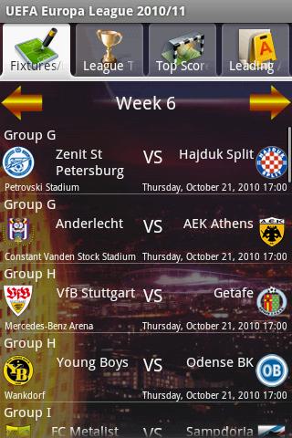 UEFA Europa League 2010/11 Android Sports