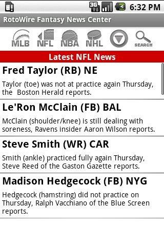 RotoWire Fantasy News Center Android Sports