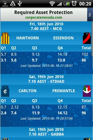 AFL Live Scores Android Sports