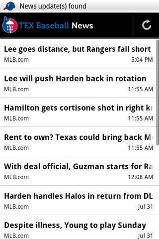 TEX Baseball News Android Sports