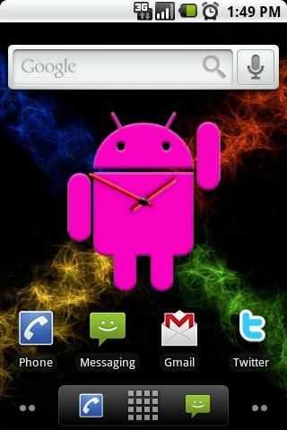 Android Pink Clock Widget Big