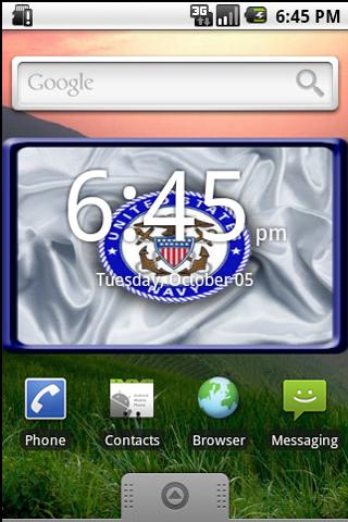 Navy Big Digital Clock Widget Android Themes