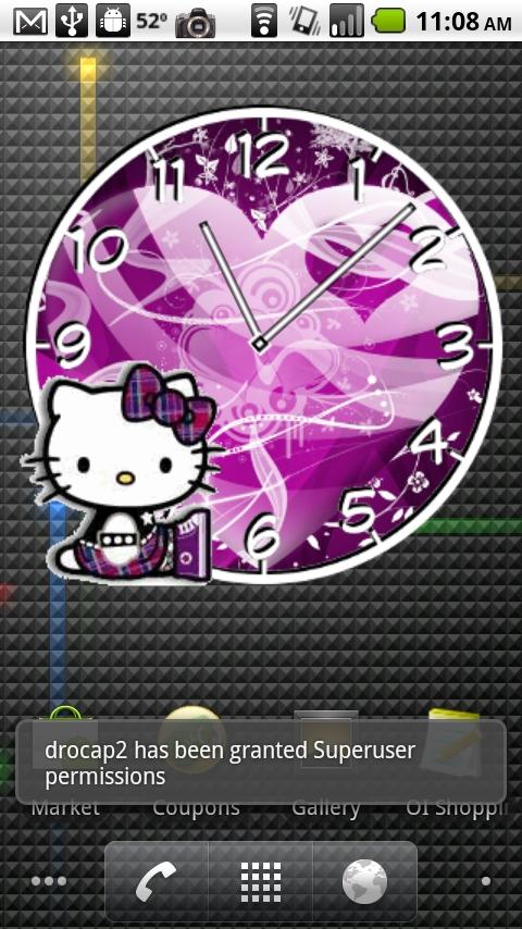 Hello Kitty Purple Heart Clock Android Themes