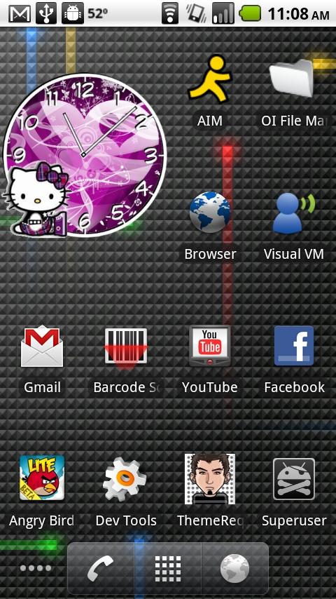 Hello Kitty Purple Heart Clock Android Themes